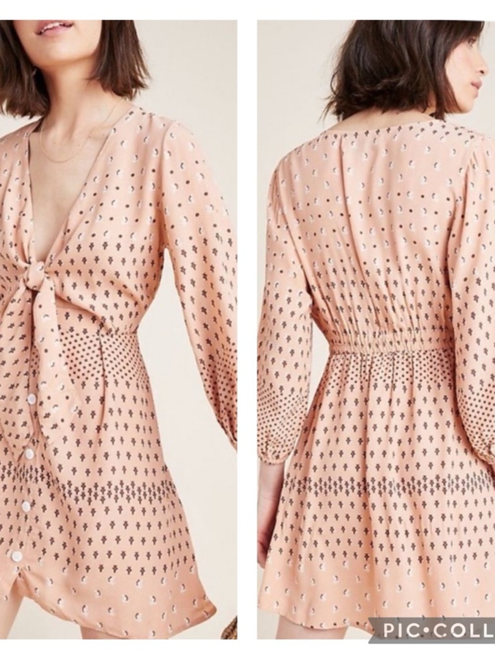 EUC Anthropologie X Faithful The Brand Blush Pink Trinidad Tie-Front Mini Dress